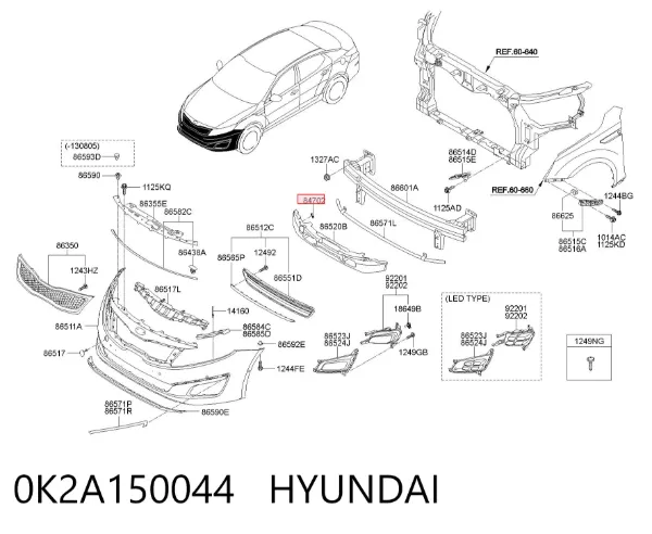 Пистон крепления подкрылок 0K2A150044 Hyundai/Kia