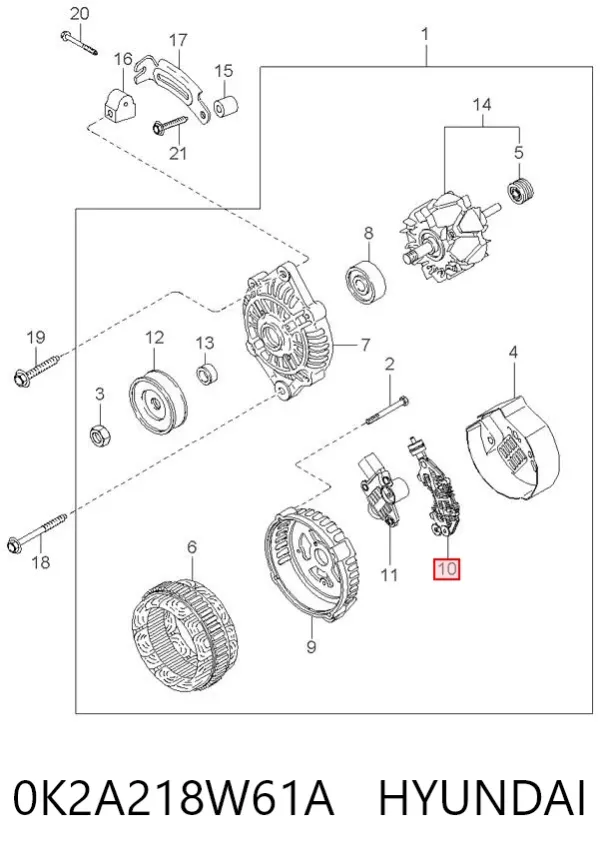 Диодный мост 0K2A218W61A Hyundai/Kia