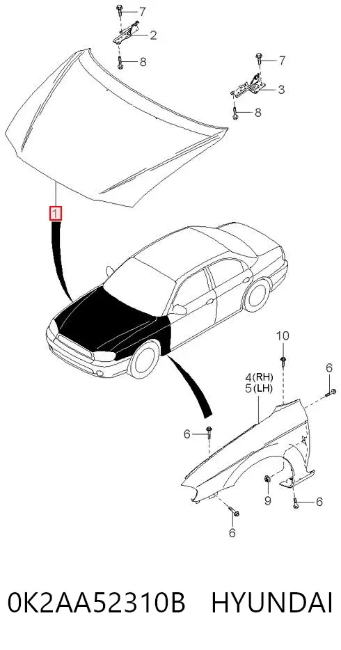 Капот 0K2AA52310B Hyundai/Kia