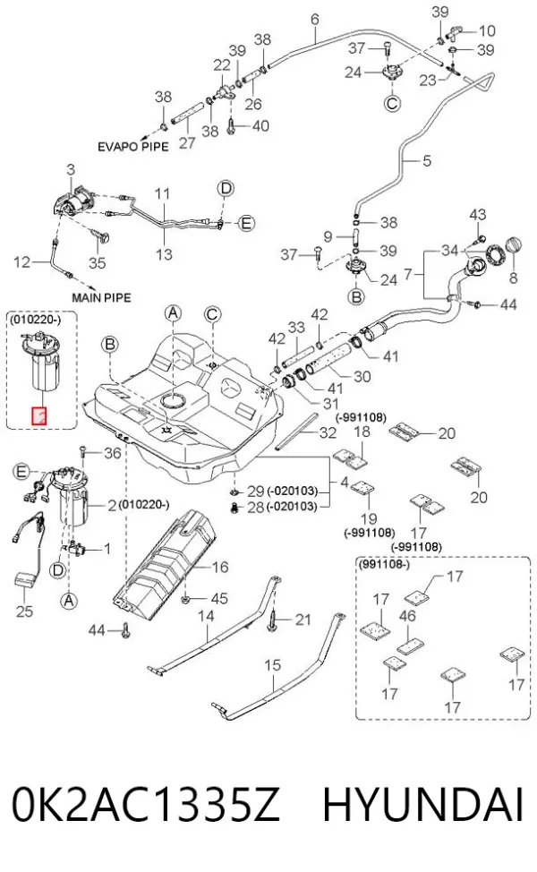 Бензонасос 0K2AC1335Z Hyundai/Kia