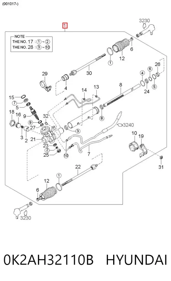 Рулевая рейка 0K2AH32110B Hyundai/Kia