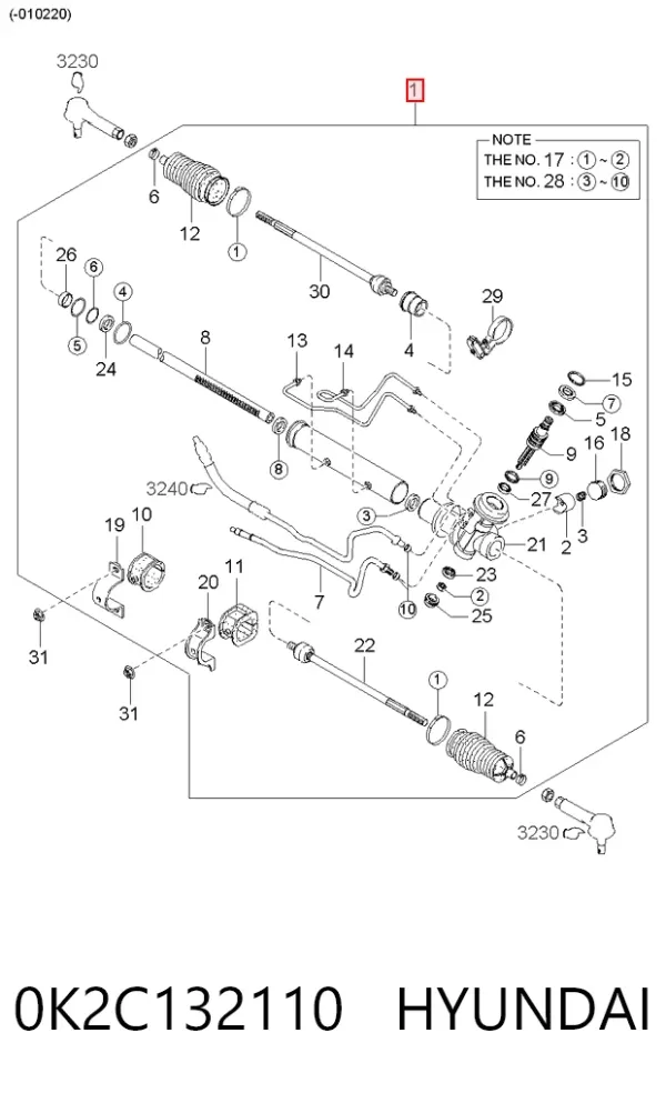 Рулевая рейка 0K2C132110 Hyundai/Kia