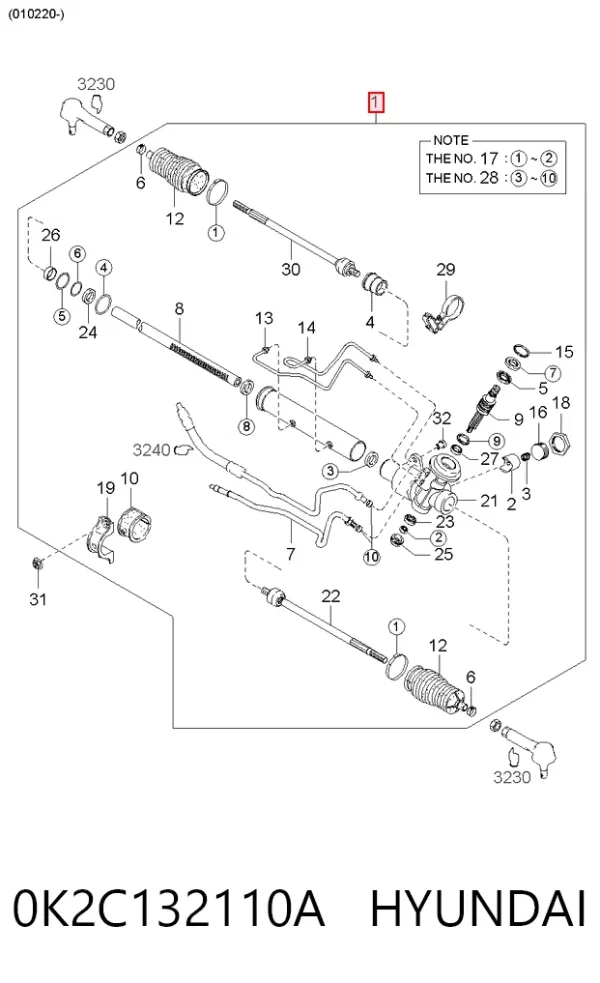 Рулевая рейка 0K2C132110A Hyundai/Kia