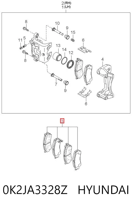 Передние тормозные колодки 0K2JA3328Z Hyundai/Kia