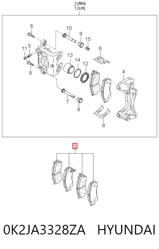 Передние тормозные колодки 0K2JA3328ZA Hyundai/Kia