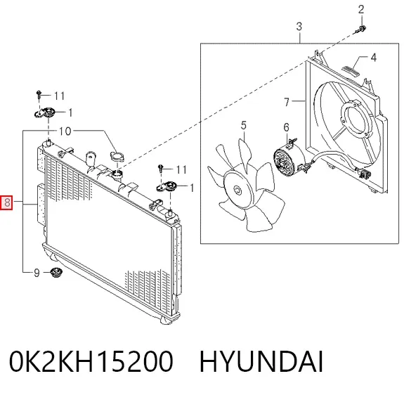 Радиатор 0K2KH15200 Hyundai/Kia