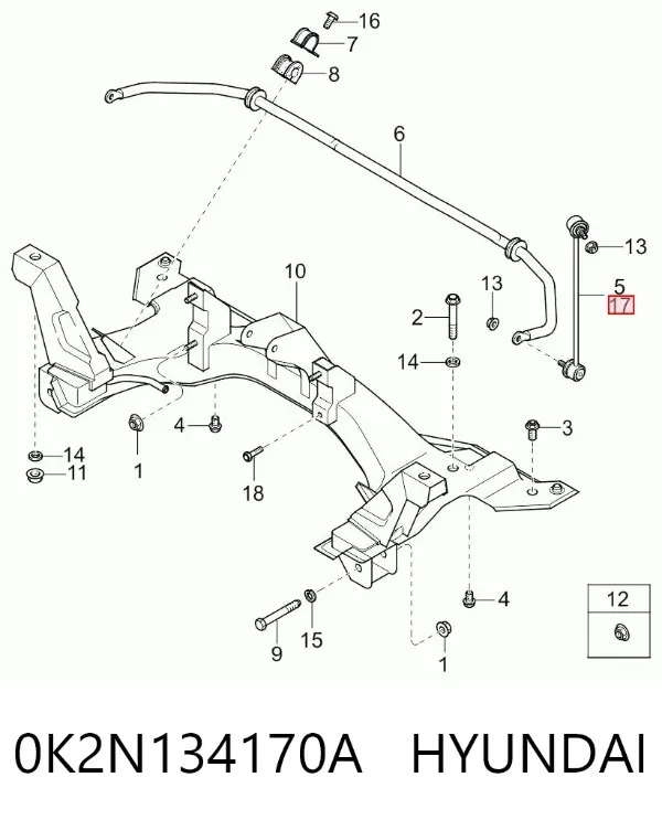 Стойка переднего стабилизатора левая 0K2N134170A Hyundai/Kia