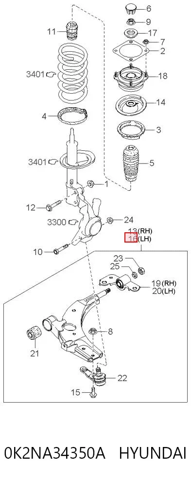Рычаг передней подвески левый 0K2NA34350A Hyundai/Kia
