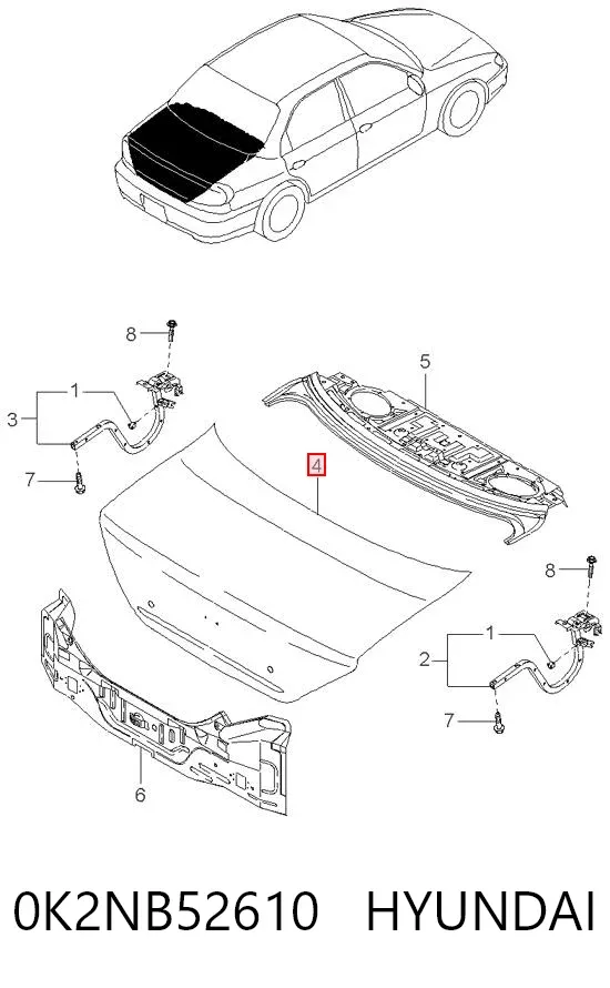 Крышка багажника 0K2NB52610 Hyundai/Kia