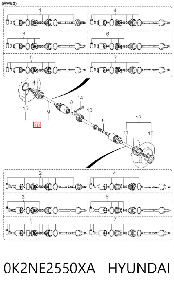 Правая полуось 0K2NE2550XA Hyundai/Kia
