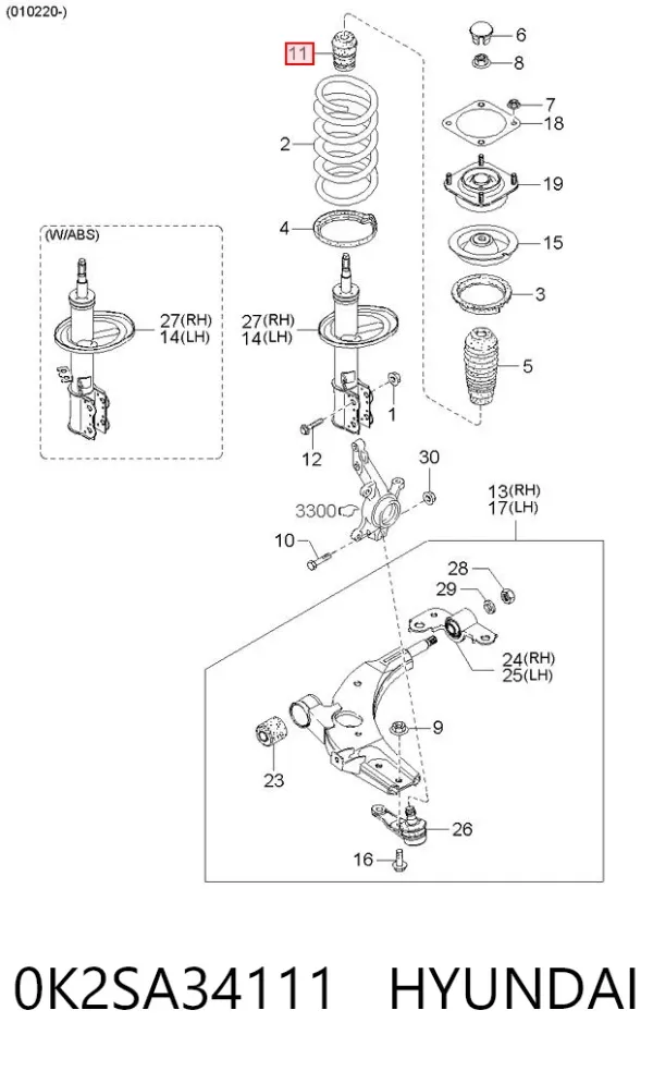 Буфер (отбойник) амортизатора переднего 0K2SA34111 Hyundai/Kia