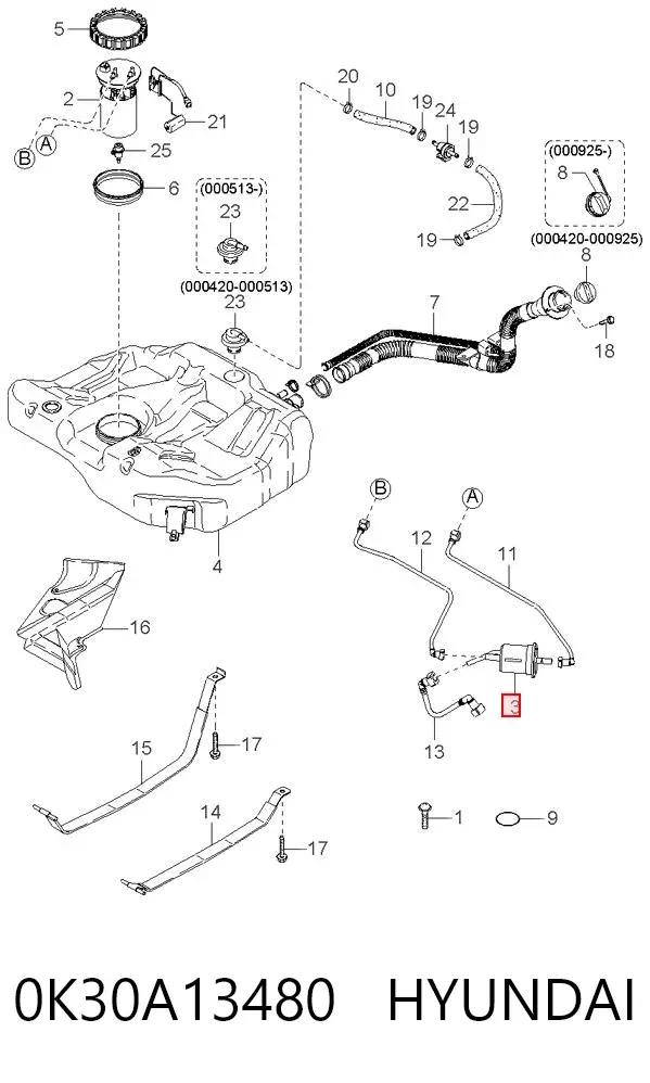 Топливный фильтр 0K30A13480 Hyundai/Kia