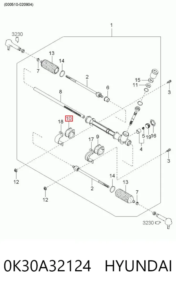Втулка крепления рулевой рейки правая 0K30A32124 Hyundai/Kia
