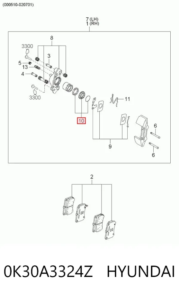 Ремкомплект переднего суппорта 0K30A3324Z Hyundai/Kia