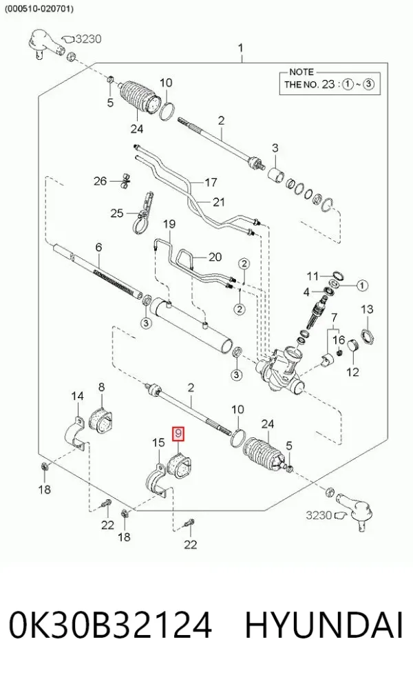 Втулка крепления рулевой рейки левая 0K30B32124 Hyundai/Kia