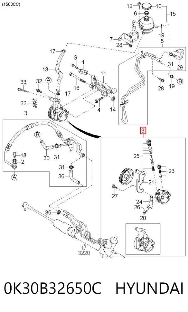 Насос ГУР 0K30B32650C Hyundai/Kia