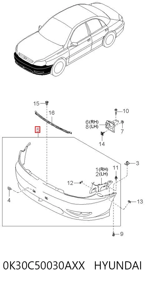 Передний бампер 0K30C50030AXX Hyundai/Kia