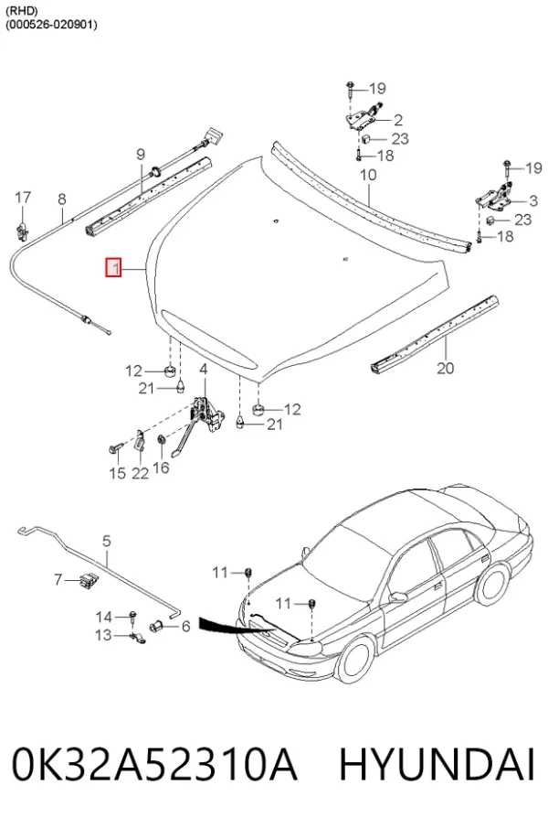 Капот 0K32A52310A Hyundai/Kia