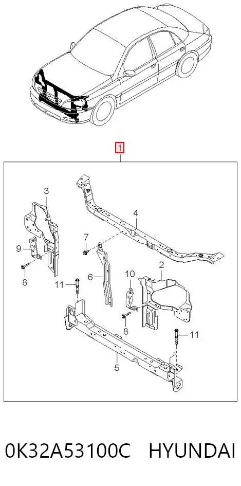Рамка радиатора 0K32A53100C Hyundai/Kia