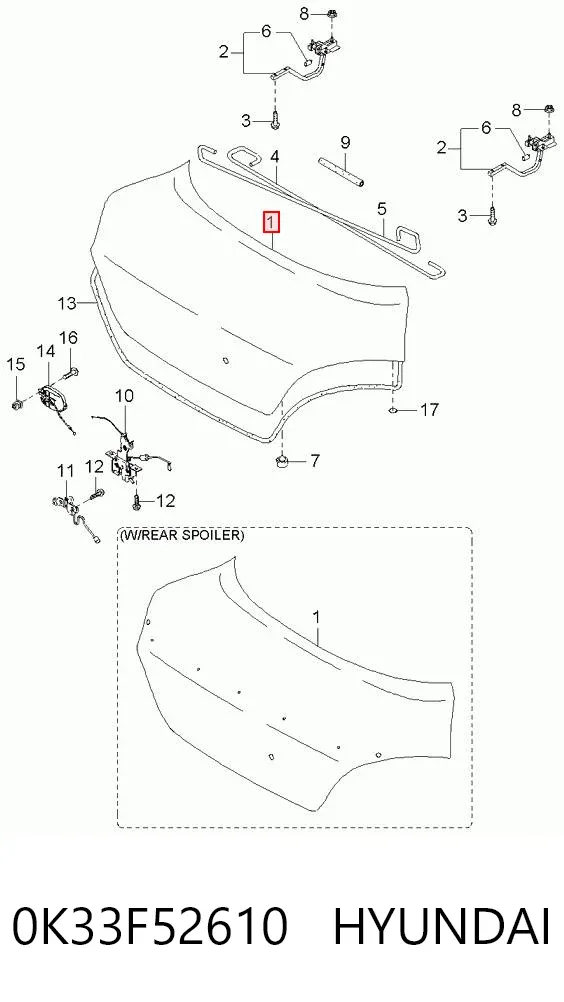 Крышка багажника 0K33F52610 Hyundai/Kia