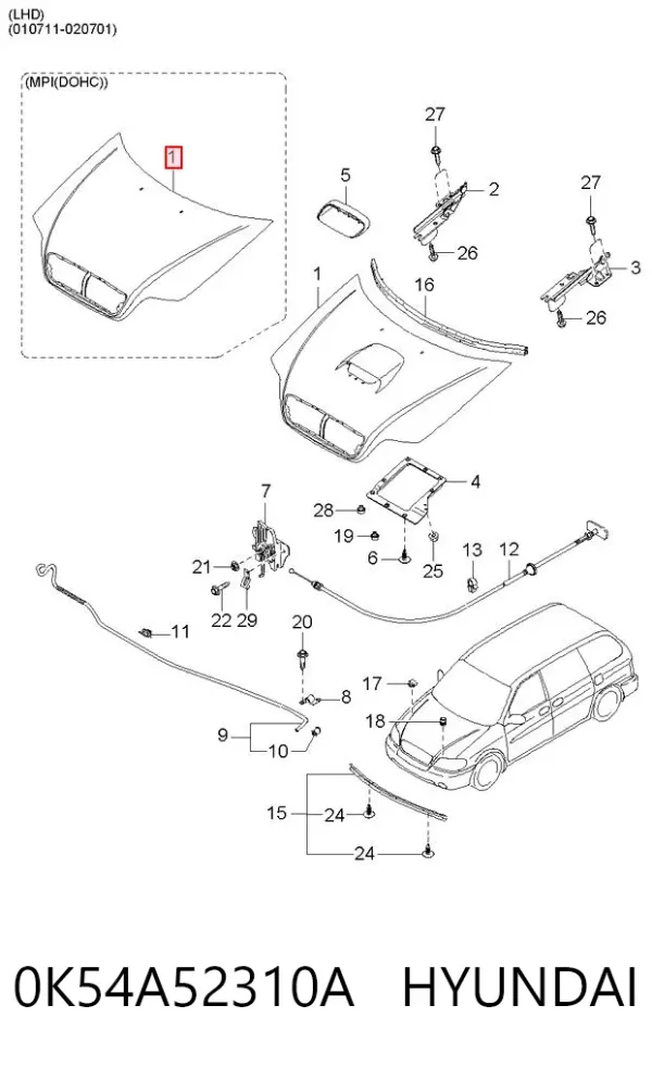 Капот 0K54A52310A Hyundai/Kia