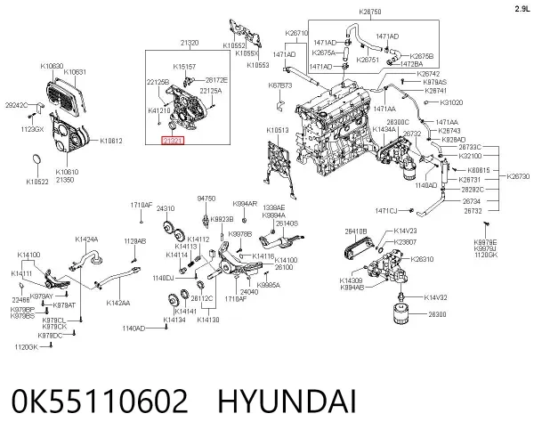 Сальник коленвала 0K55110602 Hyundai/Kia