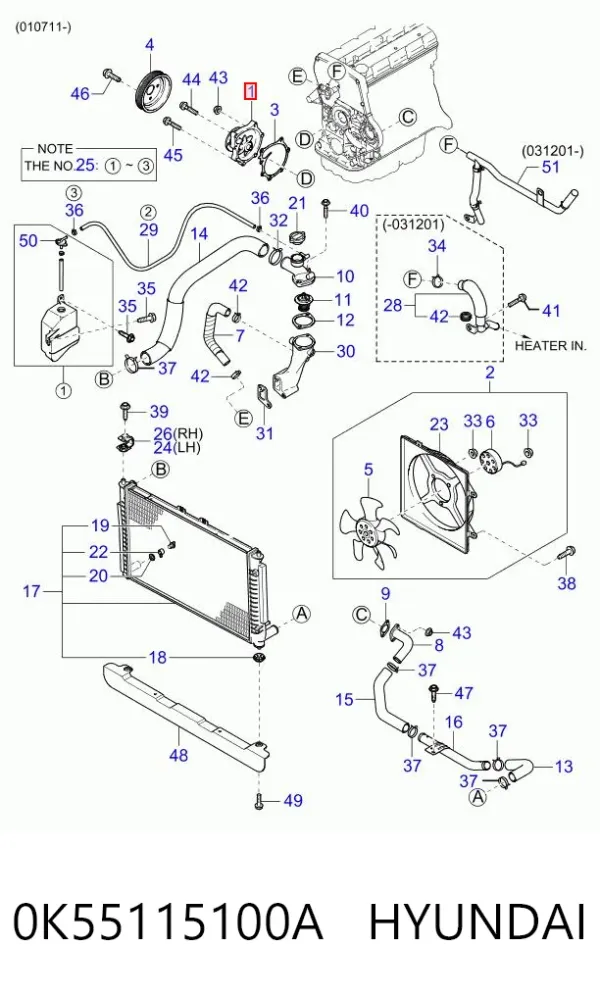 Помпа 0K55115100A Hyundai/Kia