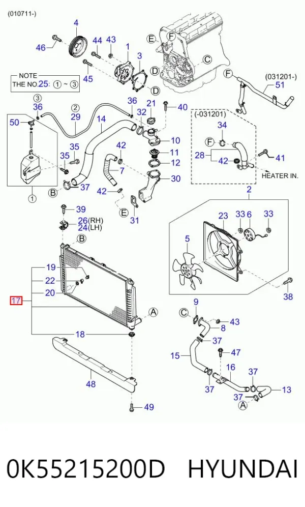 Радиатор 0K55215200D Hyundai/Kia