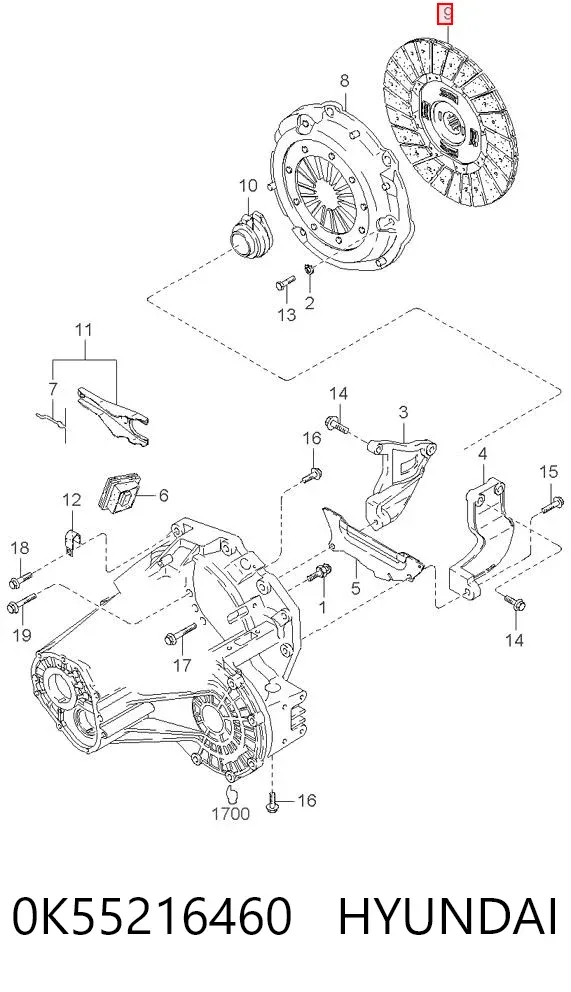 Диск сцепления 0K55216460 Hyundai/Kia