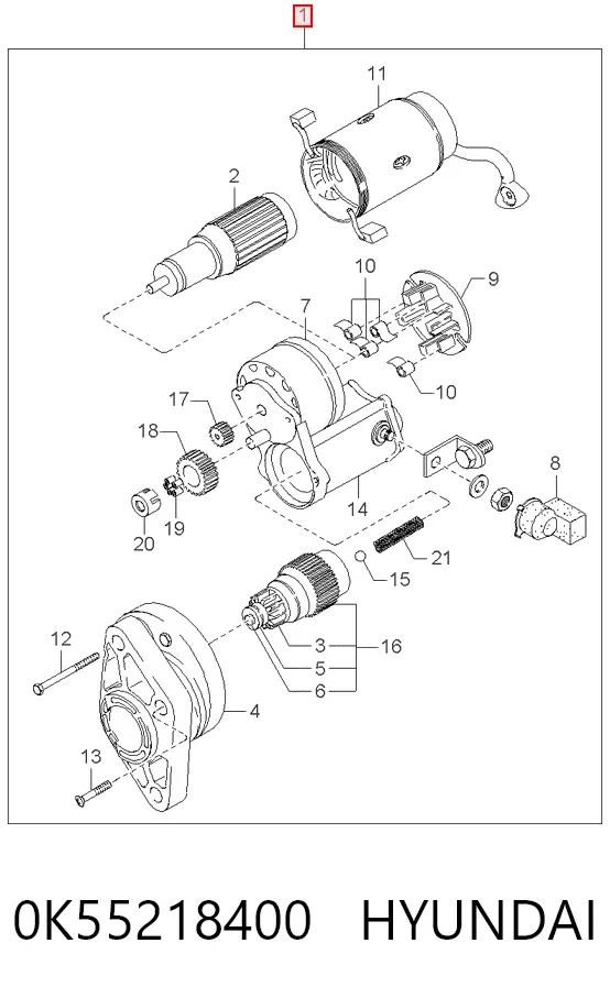 Стартер 0K55218400 Hyundai/Kia