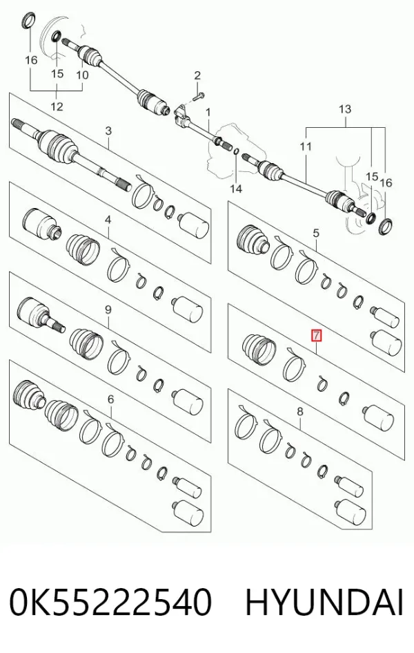 Пыльник ШРУСа внутренний 0K55222540 Hyundai/Kia