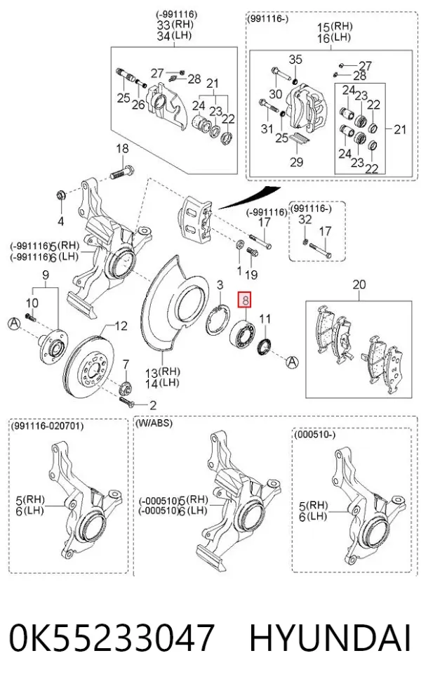 Подшипник ступицы 0K55233047 Hyundai/Kia