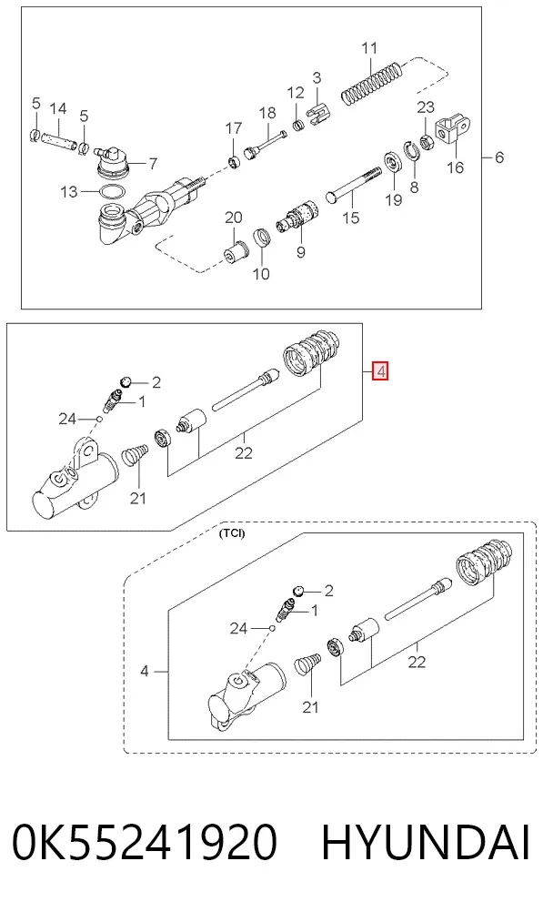 Рабочий цилиндр сцепления 0K55241920 Hyundai/Kia