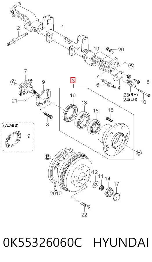 Задняя ступица 0K55326060C Hyundai/Kia