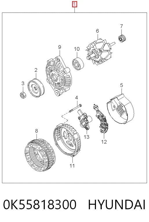 Генератор 0K55818300 Hyundai/Kia