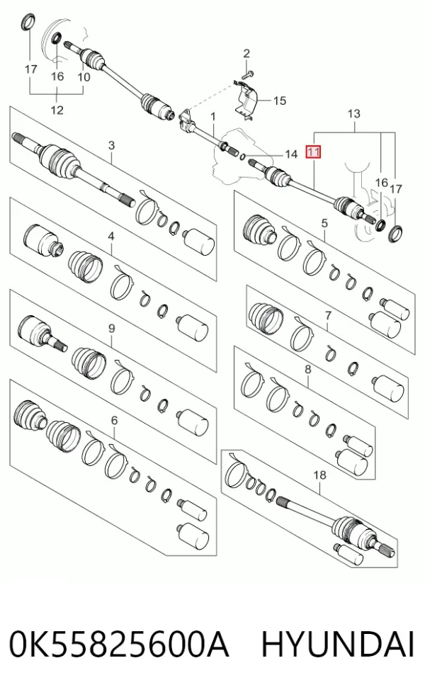 ШРУС наружный передний 0K55825600A Hyundai/Kia