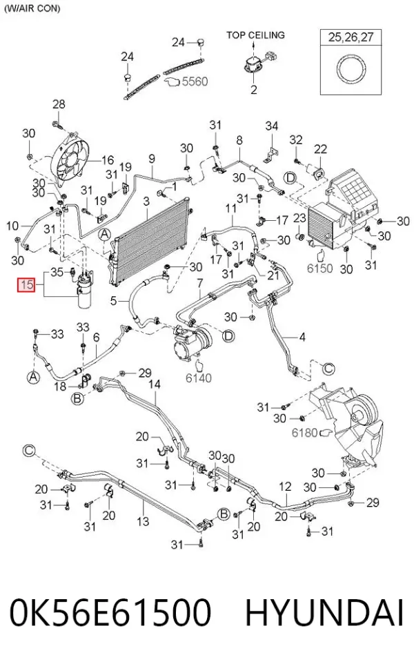 Осушитель кондиционера 0K56E61500 Hyundai/Kia