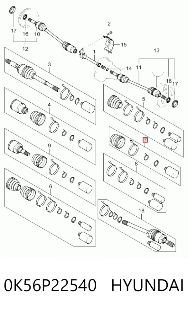 Пыльник ШРУСа внутренний 0K56P22540 Hyundai/Kia