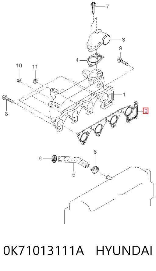 Прокладка впускного коллектора 0K71013111A Hyundai/Kia