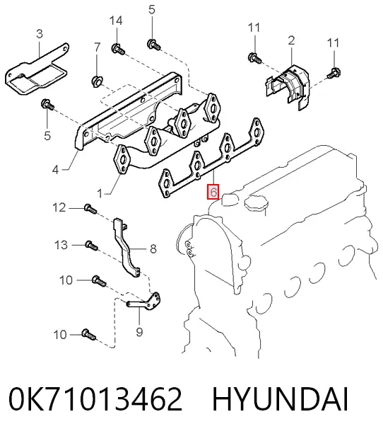 Прокладка коллектора 0K71013462 Hyundai/Kia