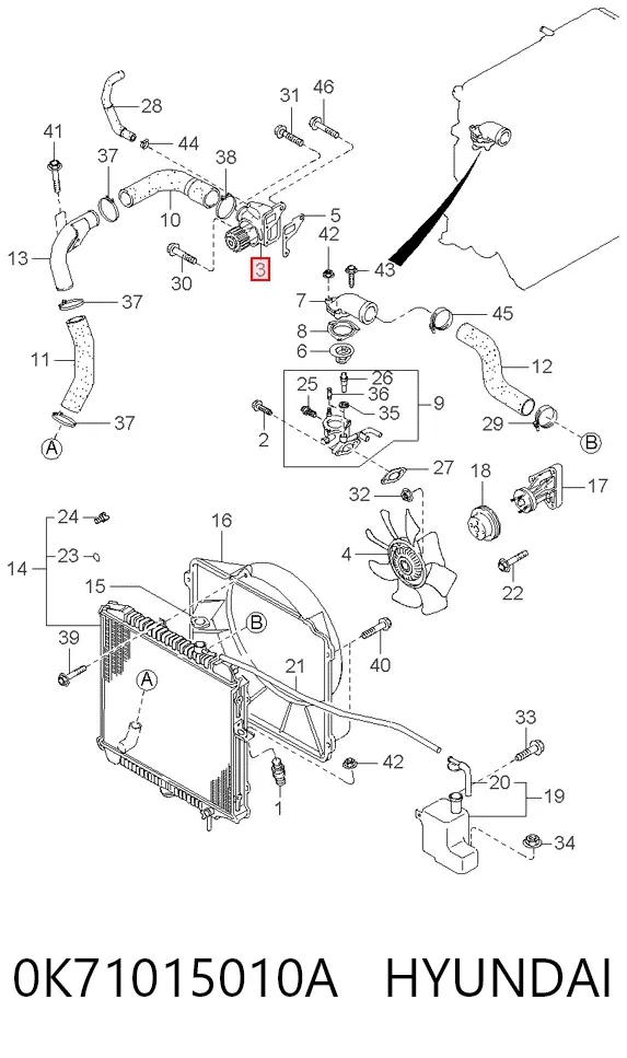Помпа 0K71015010A Hyundai/Kia