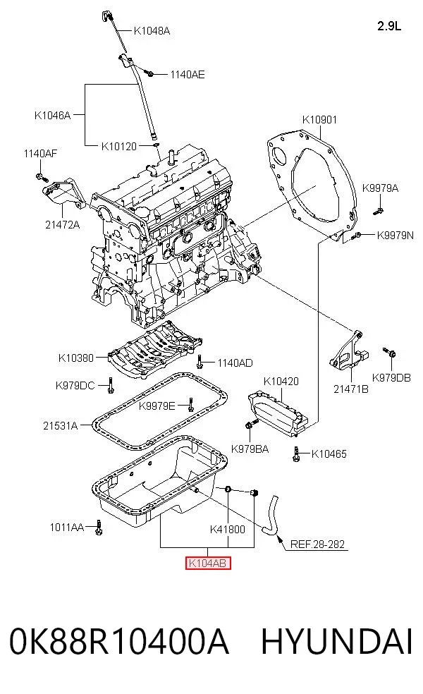 Поддон двигателя 0K88R10400A Hyundai/Kia