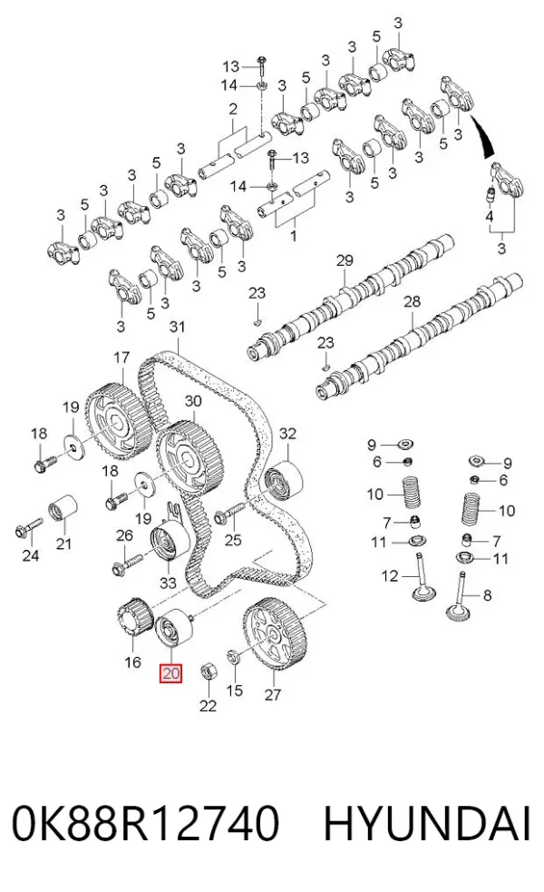 Паразитный ролик ГРМ 0K88R12740 Hyundai/Kia