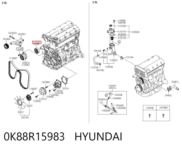 Паразитный ролик 0K88R15983 Hyundai/Kia