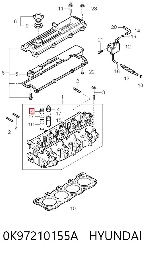 Сальники клапанов 0K97210155A Hyundai/Kia