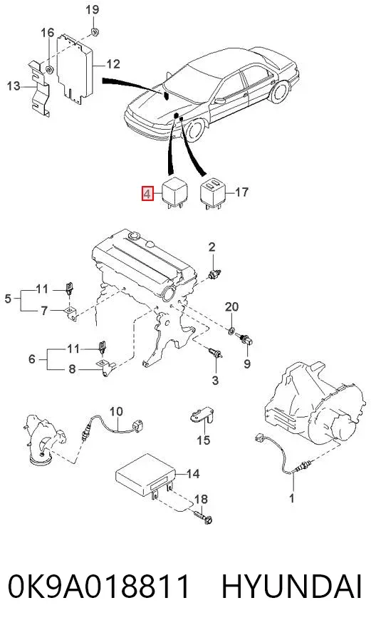 Реле многофункциональное 0K9A018811 Hyundai/Kia