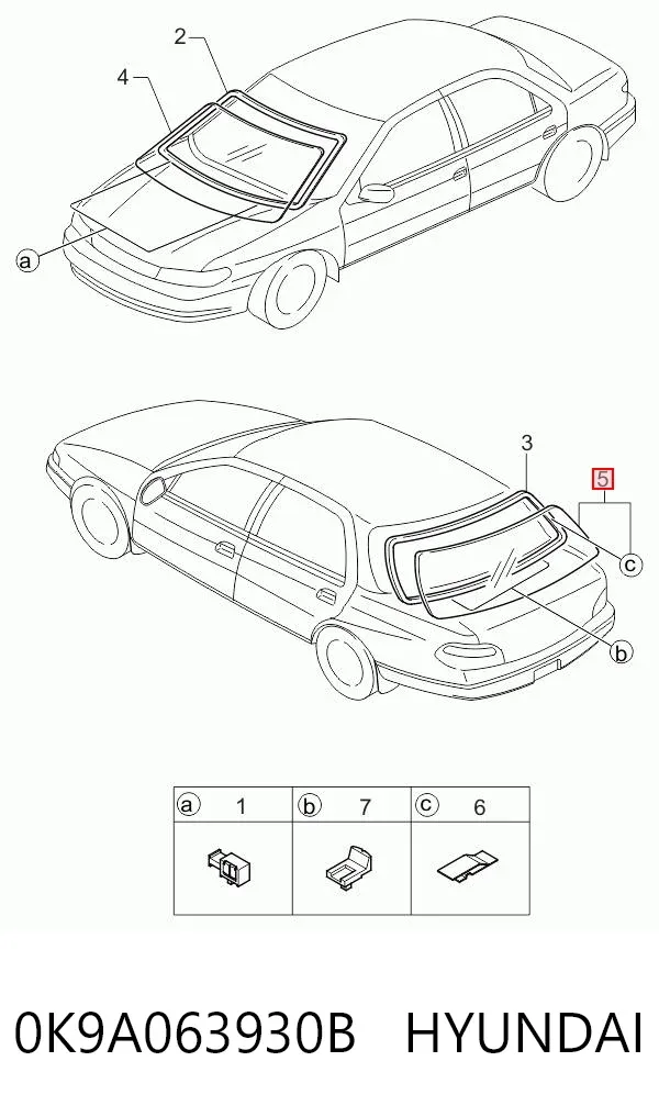 Заднее стекло 0K9A063930B Hyundai/Kia