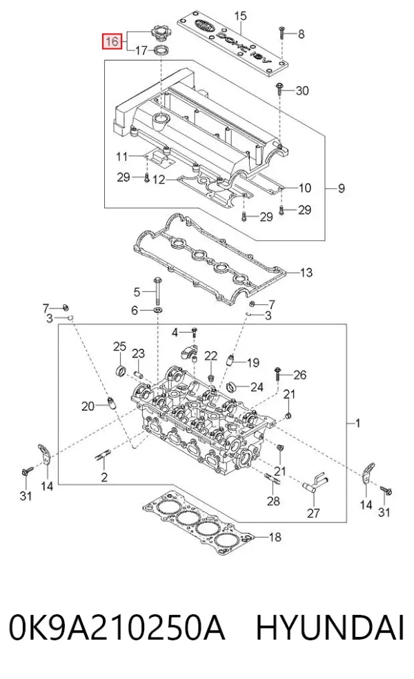 Крышка маслозаливной горловины 0K9A210250A Hyundai/Kia