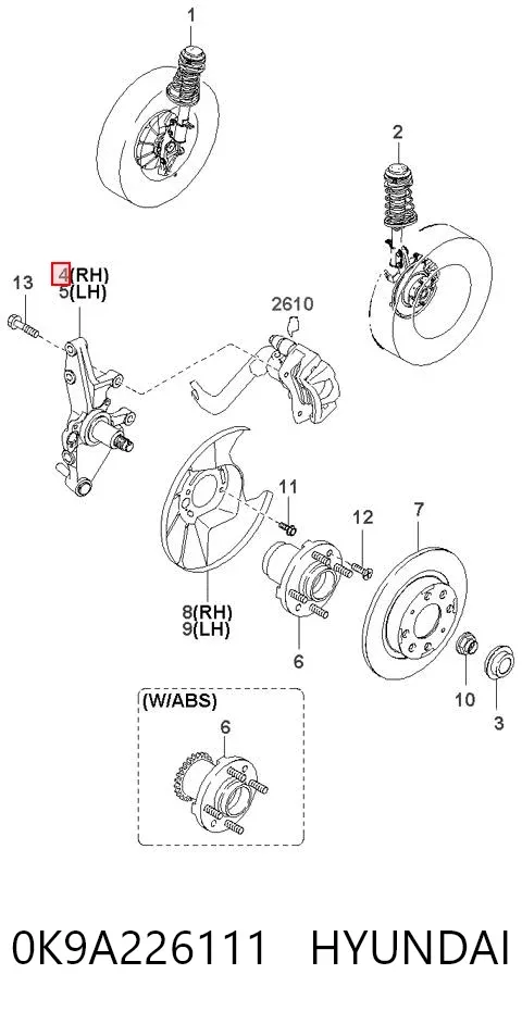 Цапфа задняя правая 0K9A226111 Hyundai/Kia