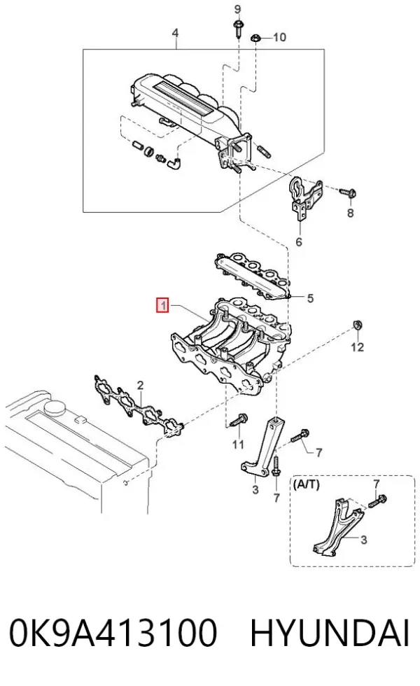 Впускной коллектор 0K9A413100 Hyundai/Kia